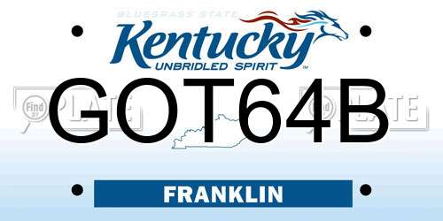 GOT64B Kentucky License Plate