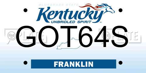 GOT64S Kentucky License Plate