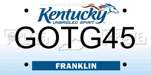 GOTG45 Kentucky License Plate