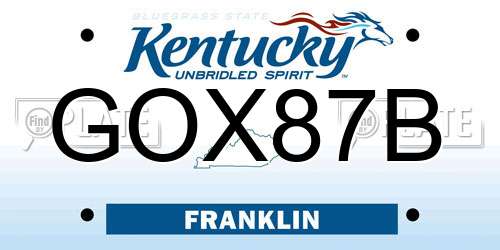 GOX87B Kentucky License Plate