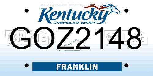 GOZ2148 Kentucky License Plate