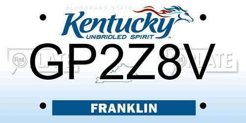 GP2Z8V Kentucky License Plate