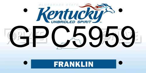 GPC5959 Kentucky License Plate