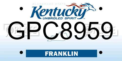 GPC8959 Kentucky License Plate