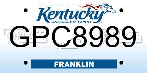 GPC8989 Kentucky License Plate
