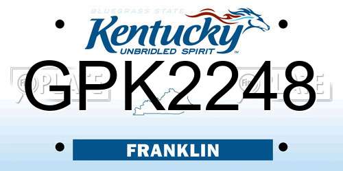 GPK2248 Kentucky License Plate