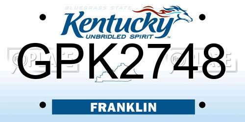 GPK2748 Kentucky License Plate
