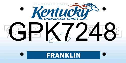 GPK7248 Kentucky License Plate