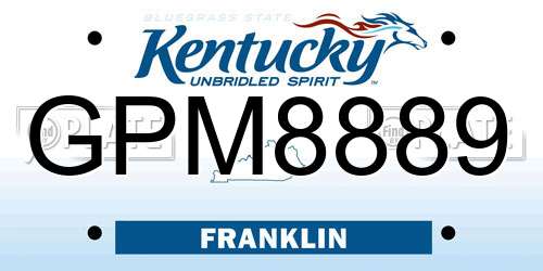 GPM8889 Kentucky License Plate