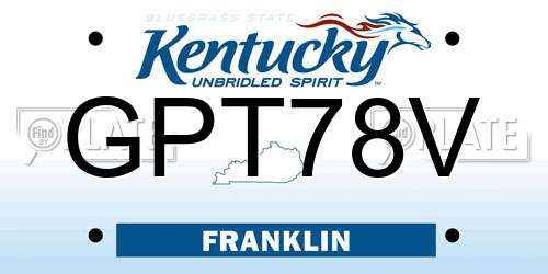 GPT78V Kentucky License Plate