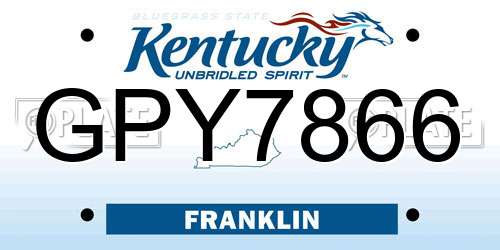 GPY7866 Kentucky License Plate