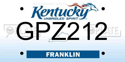 GPZ212 Kentucky License Plate