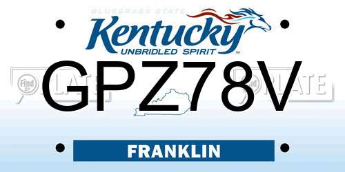 GPZ78V Kentucky License Plate