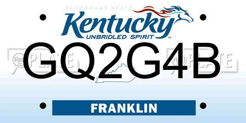 GQ2G4B Kentucky License Plate