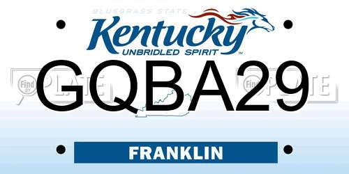 GQBA29 Kentucky License Plate