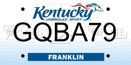 GQBA79 Kentucky License Plate