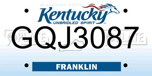 GQJ3087 Kentucky License Plate