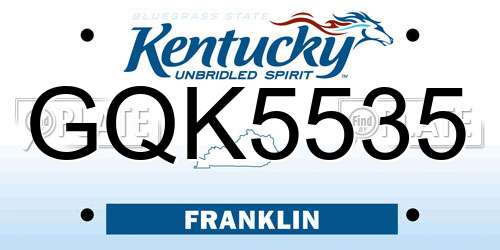 GQK5535 Kentucky License Plate