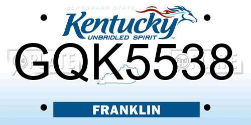 GQK5538 Kentucky License Plate