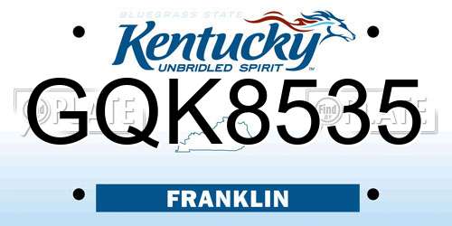 GQK8535 Kentucky License Plate