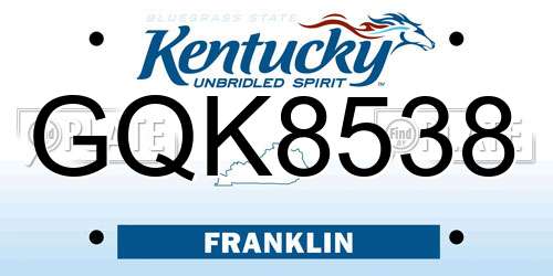 GQK8538 Kentucky License Plate