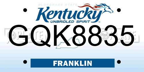 GQK8835 Kentucky License Plate