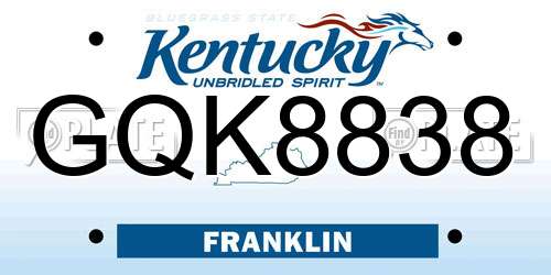 GQK8838 Kentucky License Plate