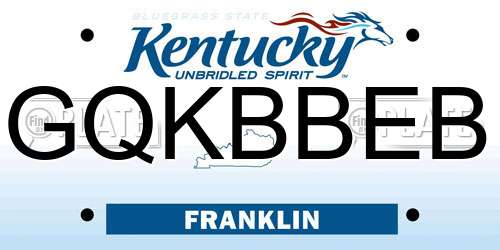 GQKBBEB Kentucky License Plate