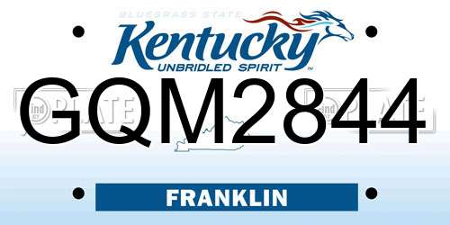 GQM2844 Kentucky License Plate