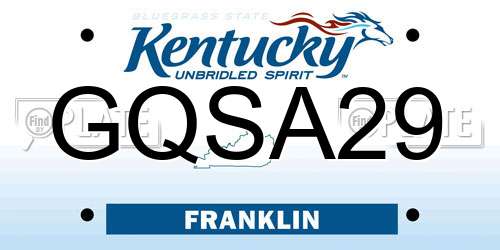 GQSA29 Kentucky License Plate