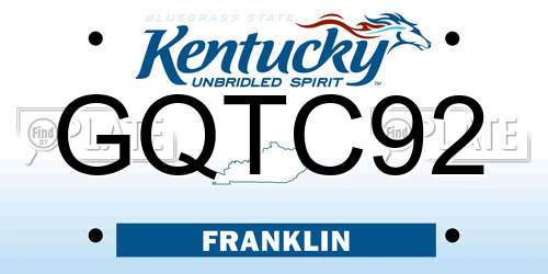 GQTC92 Kentucky License Plate