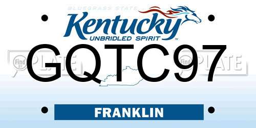 GQTC97 Kentucky License Plate