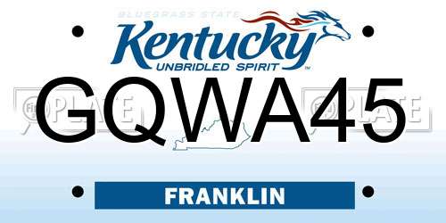GQWA45 Kentucky License Plate