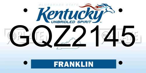 GQZ2145 Kentucky License Plate