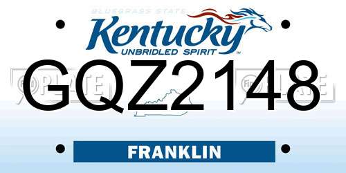 GQZ2148 Kentucky License Plate
