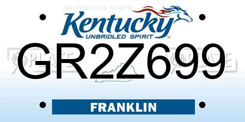 GR2Z699 Kentucky License Plate
