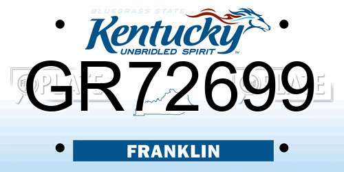 GR72699 Kentucky License Plate