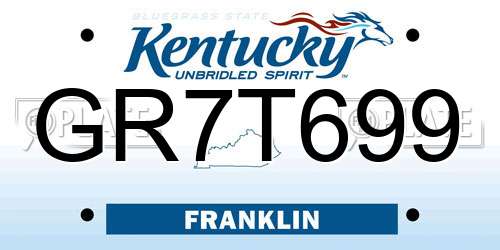 GR7T699 Kentucky License Plate