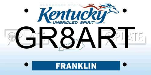 GR8ART Kentucky License Plate