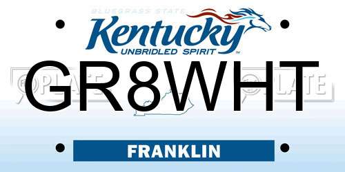 GR8WHT Kentucky License Plate