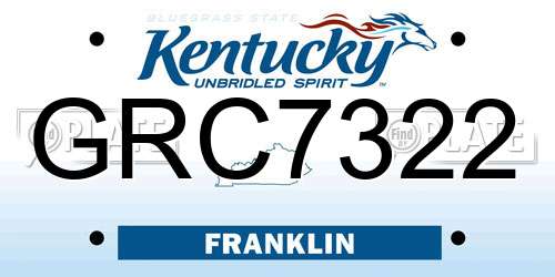 GRC7322 Kentucky License Plate