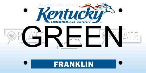 GREEN Kentucky License Plate