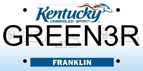 GREEN3R Kentucky License Plate