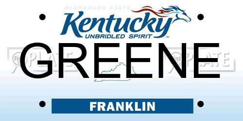 GREENE Kentucky License Plate