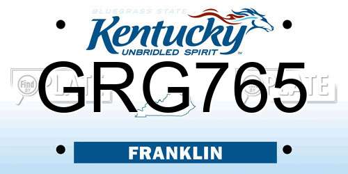 GRG765 Kentucky License Plate