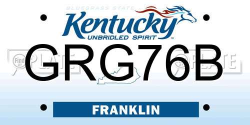 GRG76B Kentucky License Plate