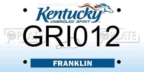 GRI012 Kentucky License Plate