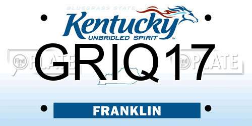 GRIQ17 Kentucky License Plate