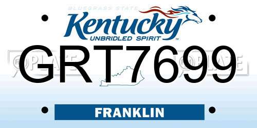 GRT7699 Kentucky License Plate