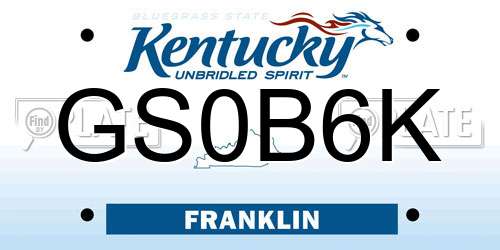 GS0B6K Kentucky License Plate
